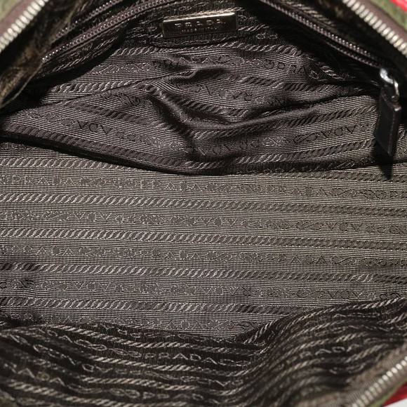 PRADA Hand Bag Nylon Leather Red Green Auth 44987 - Picture 11 of 16